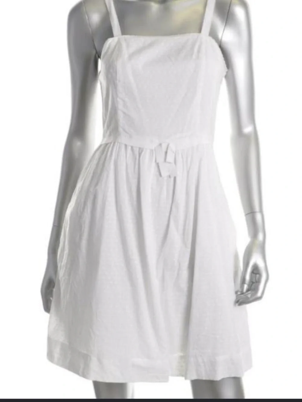 White Square-Neck Mini Dress with pockets 109% cotton